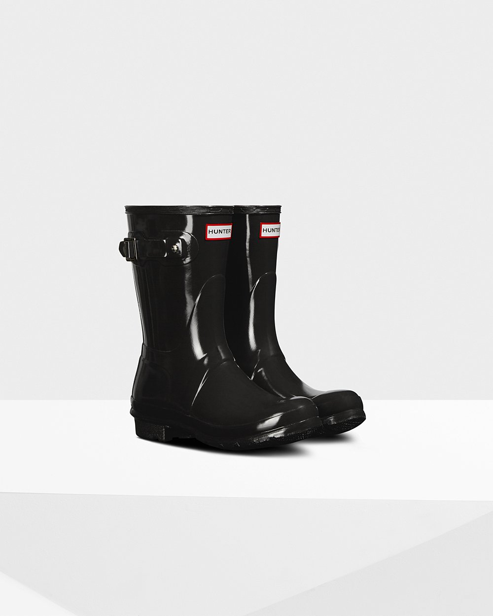 Womens Short Rain Boots - Hunter Original Gloss (27JQSWNHD) - Black